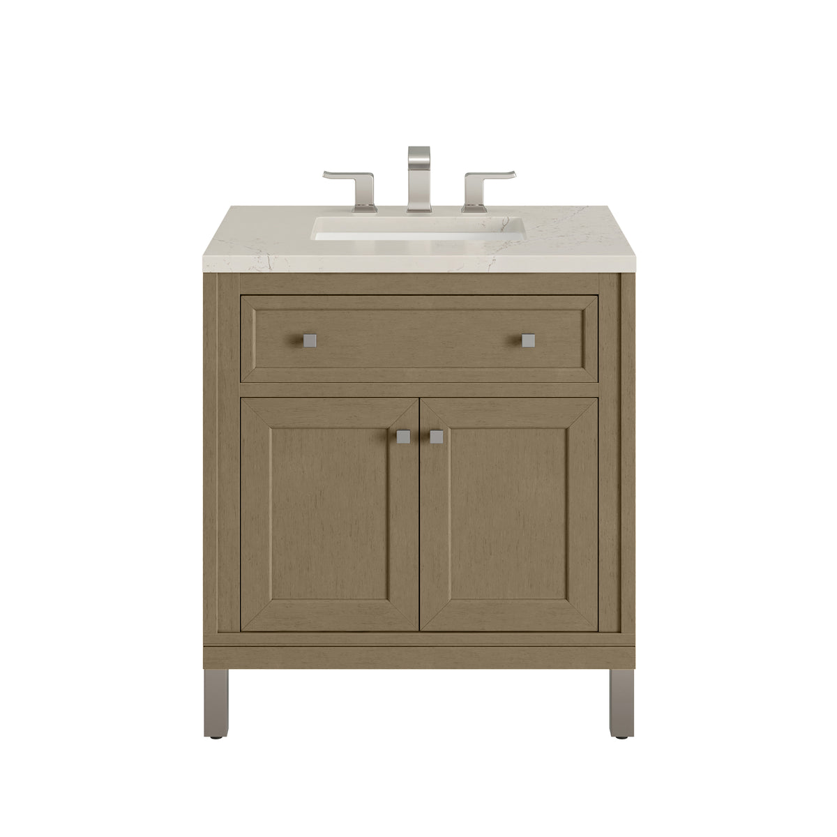 James Martin Vanities Chicago 30" Walnut Whisper Single Vanity With 3 CM Siberian Silestone Top