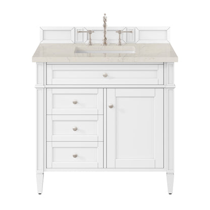James Martin Vanities Brittany 36" Bright White Single Vanity With 3 CM Siberian Silestone Top