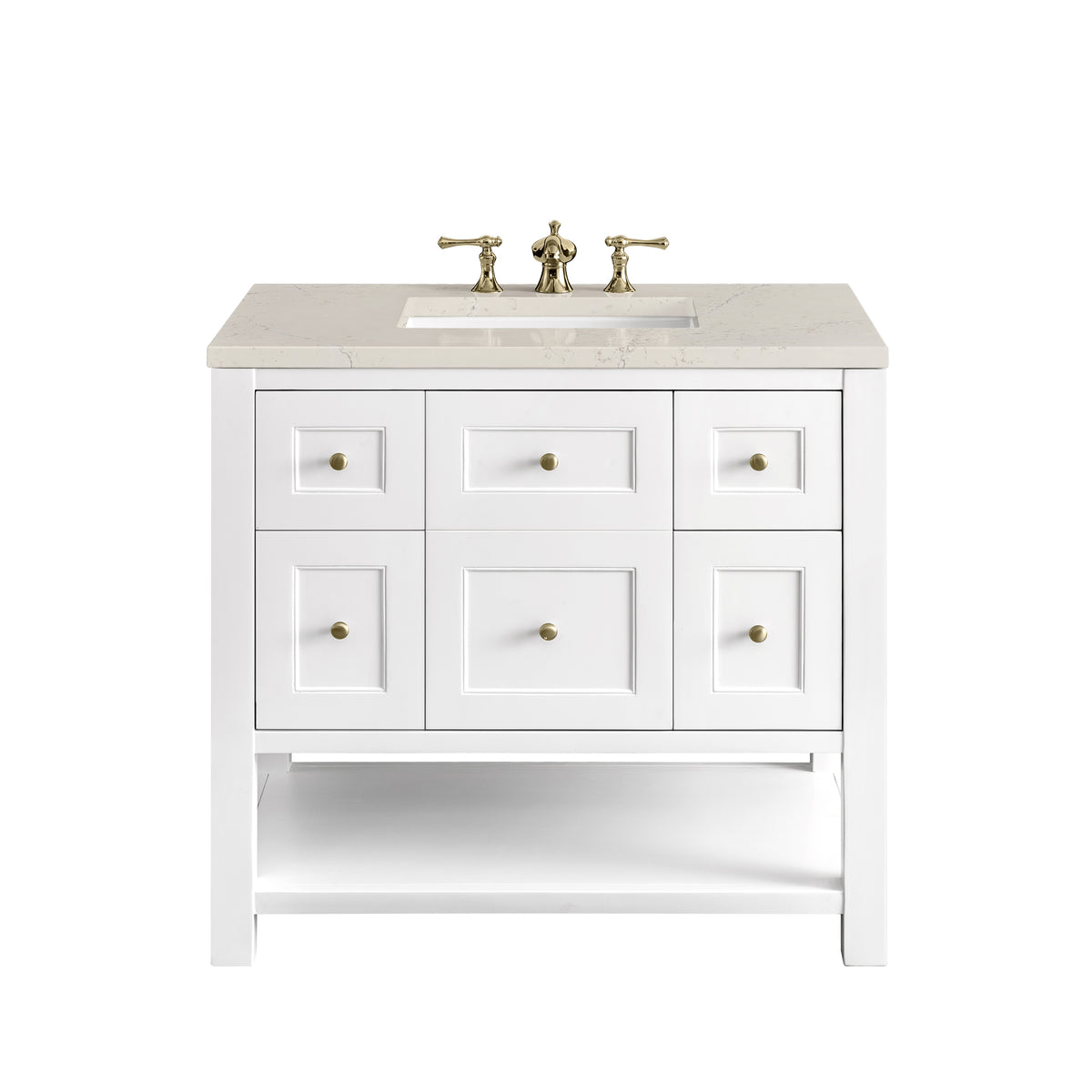 James Martin Vanities Breckenridge 36" Bright White Single Vanity With 3cm Siberian Silestone Top