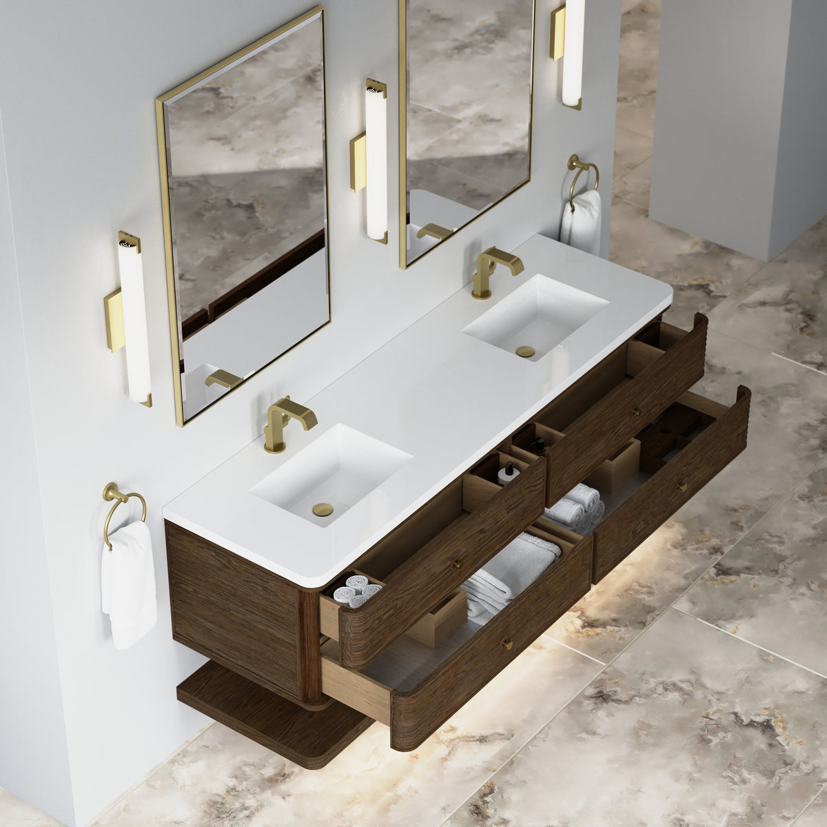 James Martin Vanities Allamari 72" Sable Double Vanity With Single Hole 3 CM White Zeus Silestone Top