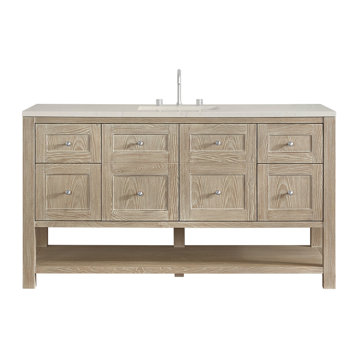James Martin Vanities Breckenridge 60" Whitewashed Oak Single Vanity With 3cm Siberian Silestone Top