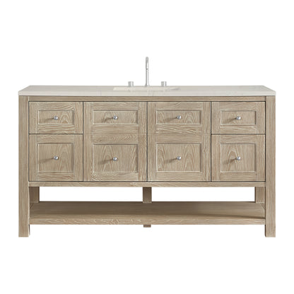 James Martin Vanities Breckenridge 60" Whitewashed Oak Single Vanity With 3cm Siberian Silestone Top