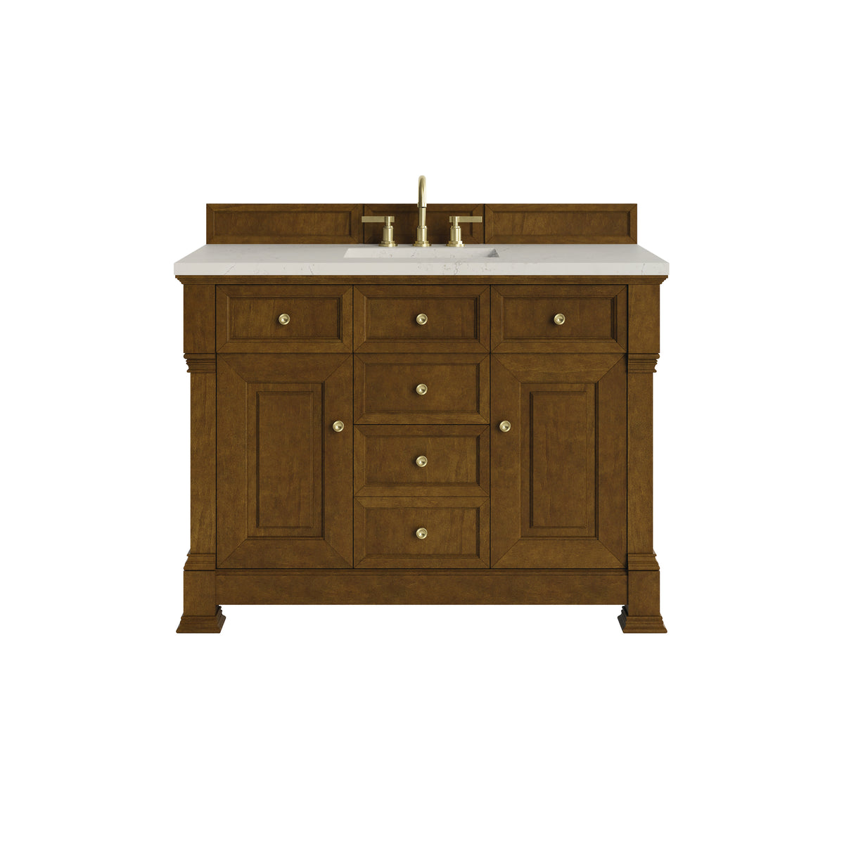 James Martin Vanities Brookfield 48" Honey Oak Single Vanity With 3 CM Siberian Silestone Top and FreePower Wireless Charger