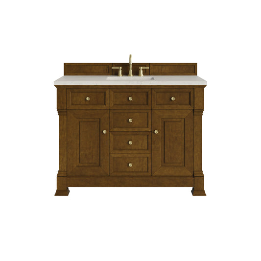 James Martin Vanities Brookfield 48" Honey Oak Single Vanity With 3 CM Siberian Silestone Top and FreePower Wireless Charger