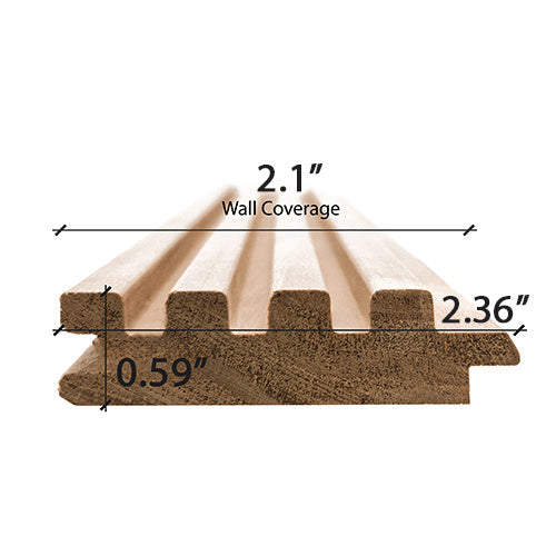 PROSAUNAS Thermo-Aspen Groove-S 1" x 3" x 1' Natural Aspen Wood Tongue & Groove Sauna Wall Paneling