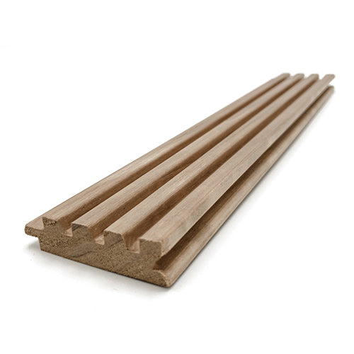 PROSAUNAS Thermo-Aspen Groove-S 1" x 3" x 1' Natural Aspen Wood Tongue & Groove Sauna Wall Paneling
