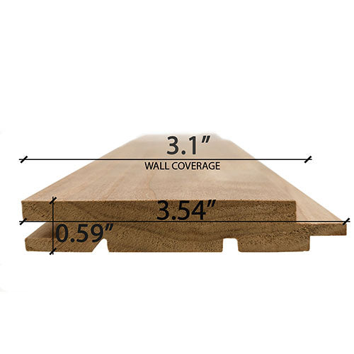 PROSAUNAS Thermo-Aspen 1" x 4" x 2' Natural Aspen Wood Tongue & Groove, STS4 Profile Sauna Wall Panelling