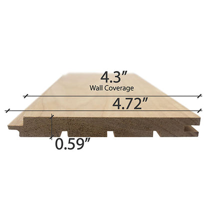 PROSAUNAS Thermo-Aspen 1" x 5" x 6' Natural Aspen Wood Tongue & Groove, STS4 Profile Sauna Wall Panelling
