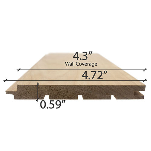 PROSAUNAS Thermo-Aspen 1" x 5" x 7' Natural Aspen Wood Tongue & Groove, STS4 Profile Sauna Wall Panelling