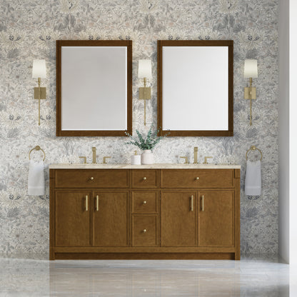 James Martin Vanities Bellshire 72" Honey Oak Double Vanity With 3 CM Tajnar Eclos Top