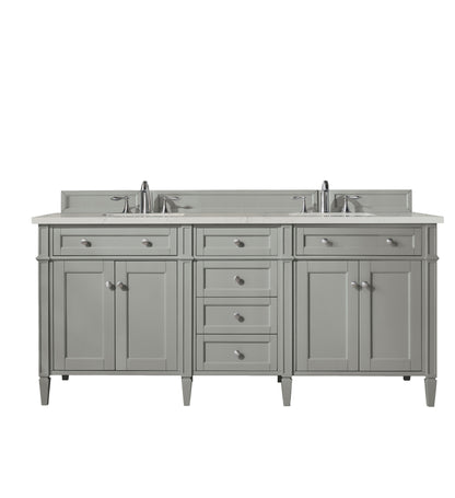 James Martin Vanities Brittany 72" Urban Gray Double Vanity With 3 CM Siberian Silestone Top