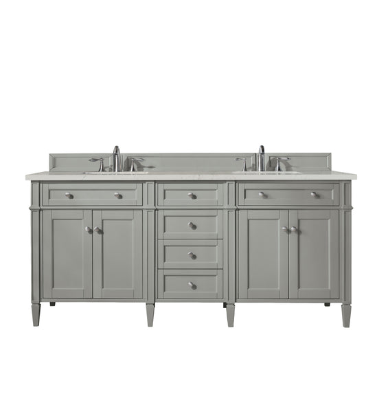 James Martin Vanities Brittany 72" Urban Gray Double Vanity With 3 CM Siberian Silestone Top