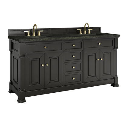 James Martin Vanities Brookfield 72" Black Onyx Double Vanity With 3 CM Phantome Eclos Top