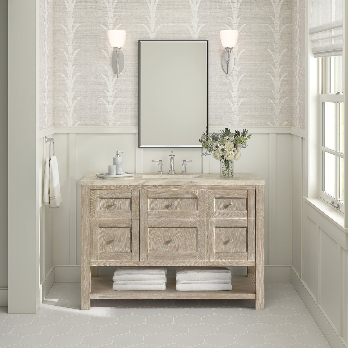 James Martin Vanities Breckenridge 48" Whitewashed Oak Single Vanity With 3cm Tajnar Eclos Top