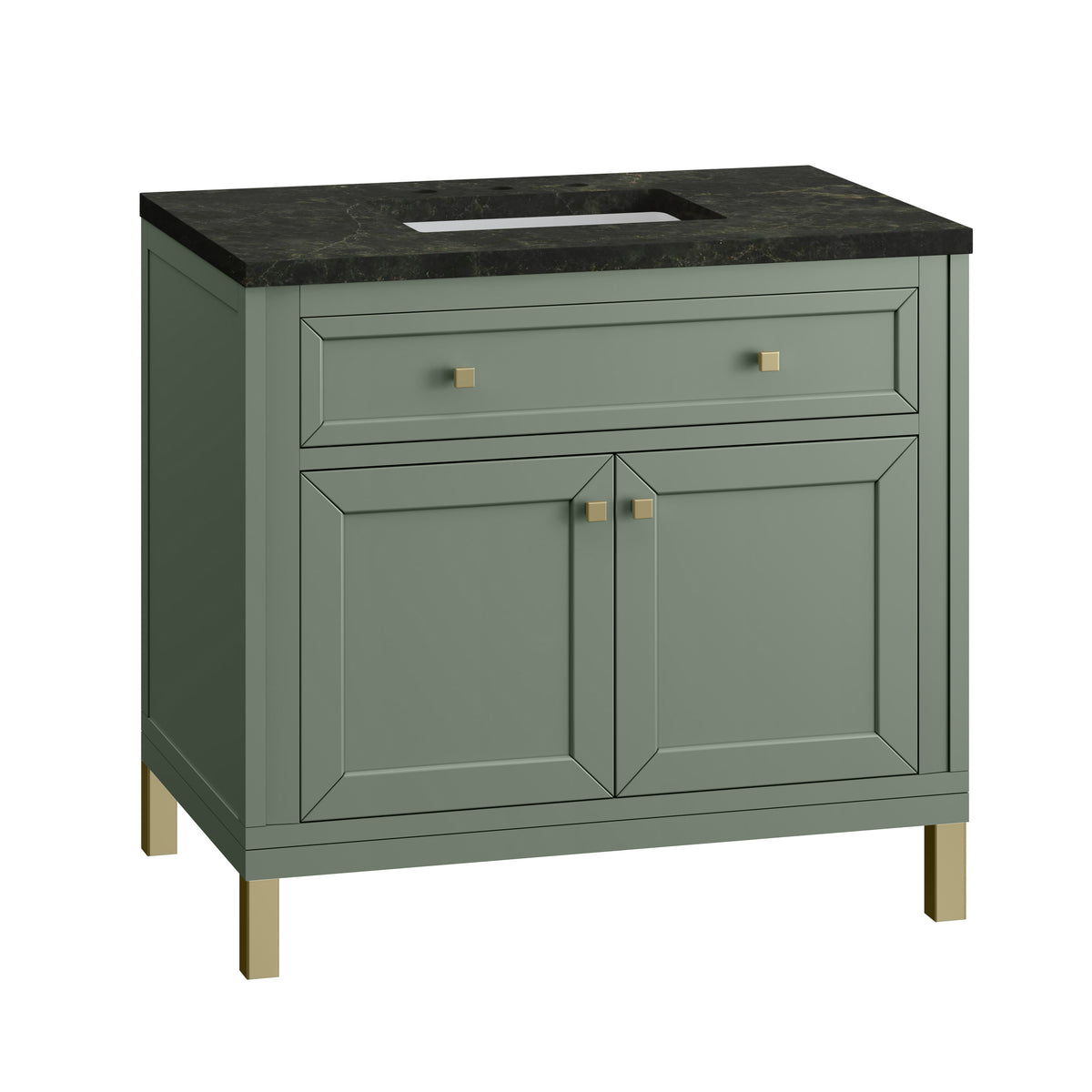 James Martin Vanities Chicago 36" Smokey Celadon Single Vanity With 3 CM Phantome Eclos Top