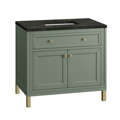 James Martin Vanities Chicago 36" Smokey Celadon Single Vanity With 3 CM Phantome Eclos Top