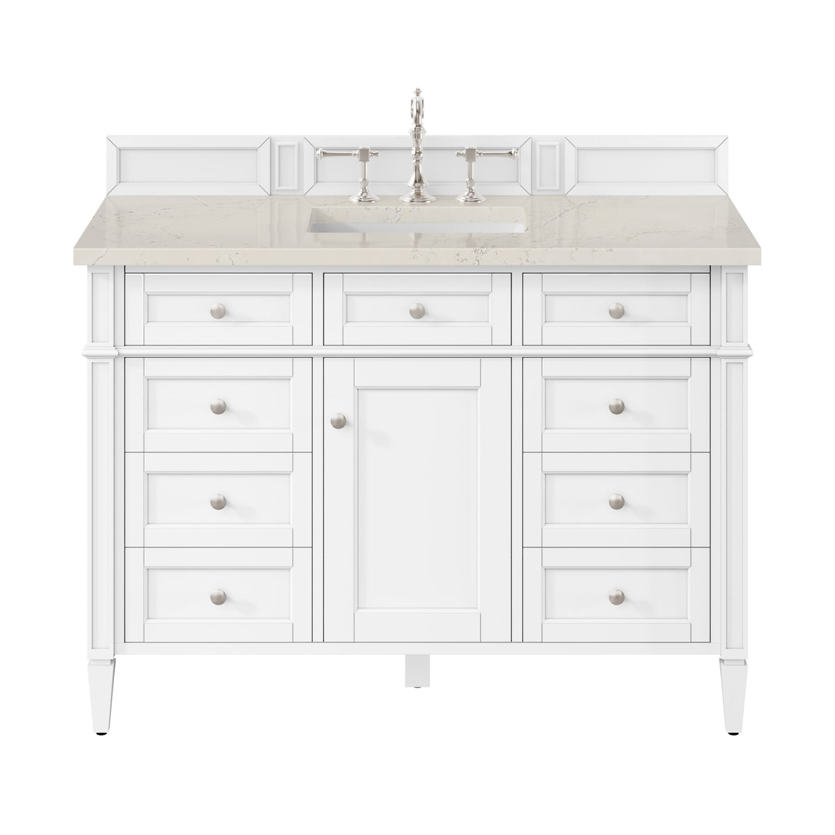 James Martin Vanities Brittany 48" Bright White Single Vanity With 3 CM Siberian Silestone Top