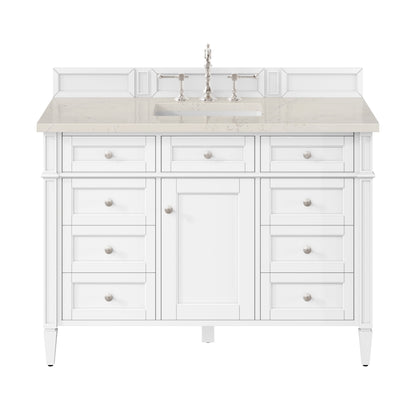 James Martin Vanities Brittany 48" Bright White Single Vanity With 3 CM Siberian Silestone Top