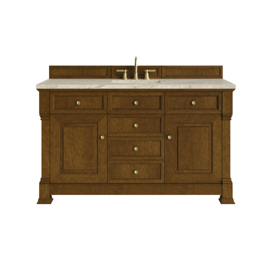 James Martin Vanities Brookfield 60" Honey Oak Single Vanity With 3 CM Tajnar Eclos Top