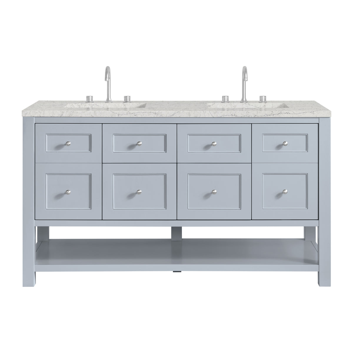 James Martin Vanities Breckenridge 60" Serenity Blue Double Vanity With 3cm Eternal Jasmine Pearl Quartz Top and FreePower Wireless Charger