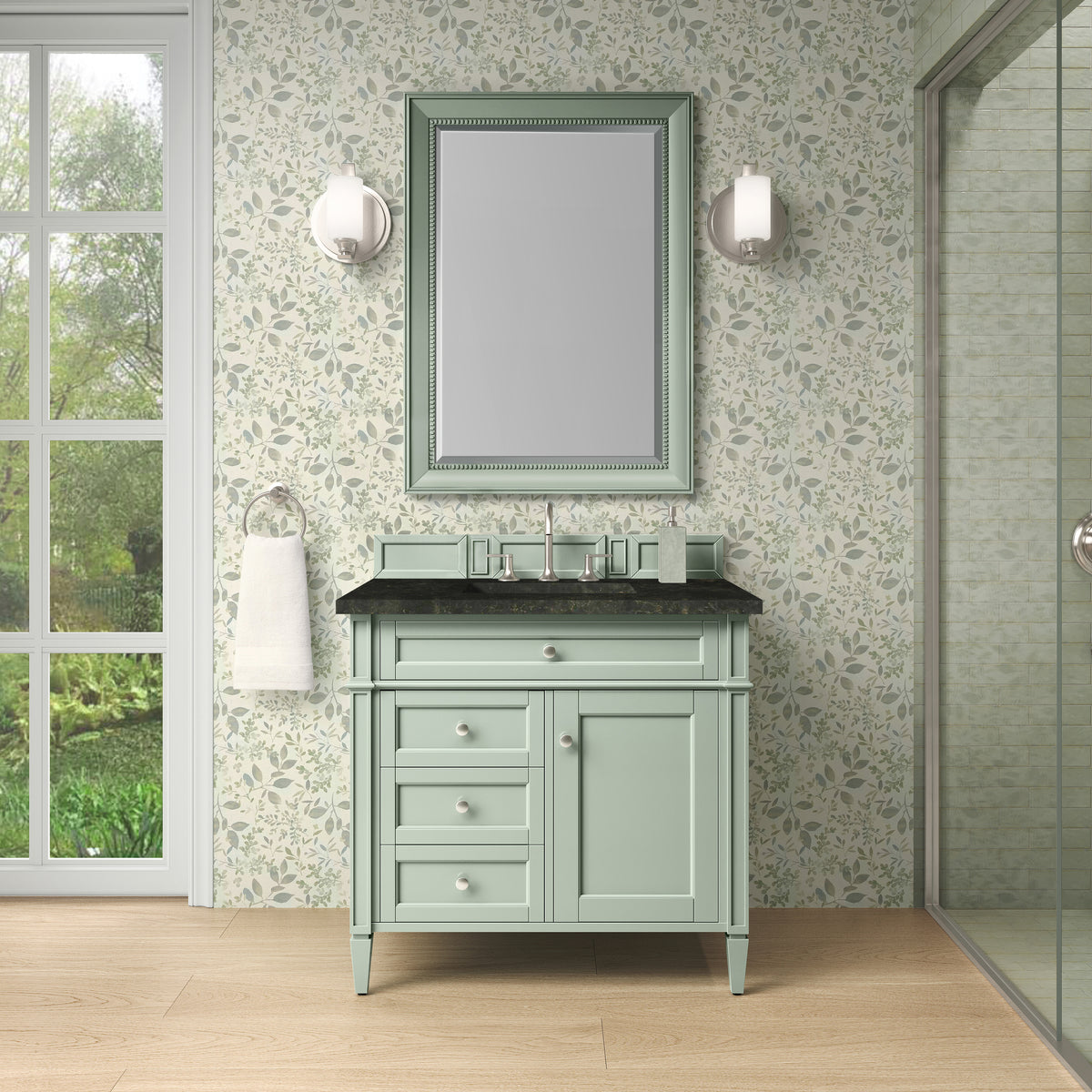 James Martin Vanities Brittany 36" Sage Green Single Vanity With 3 CM Phantome Eclos Top