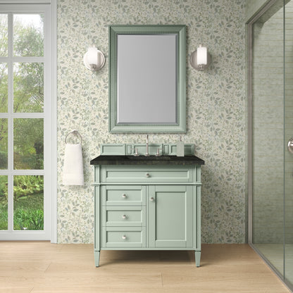 James Martin Vanities Brittany 36" Sage Green Single Vanity With 3 CM Phantome Eclos Top