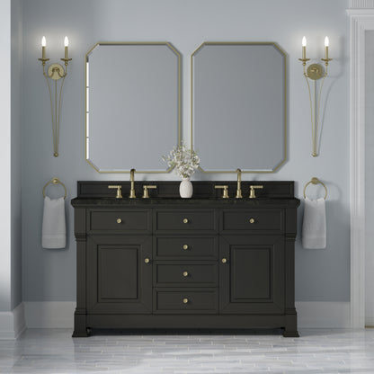 James Martin Vanities Brookfield 60" Black Onyx Double Vanity With 3 CM Phantome Eclos Top