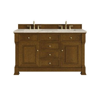 James Martin Vanities Brookfield 60" Honey Oak Double Vanity With 3 CM Tajnar Eclos Top