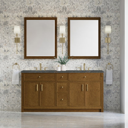 James Martin Vanities Bellshire 72" Honey Oak Double Vanity With 3 CM Parisien Bleu Silestone Top