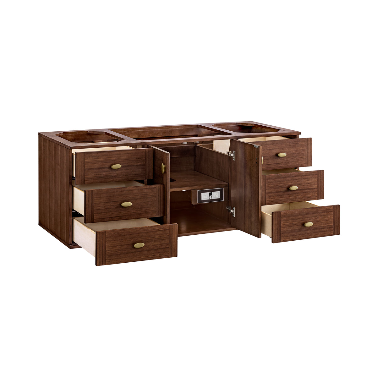 James Martin Vanities Amberly 60" Mid-Century Walnut Single Vanity With 3 CM Phantome Eclos Top