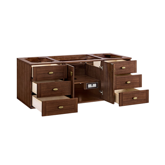James Martin Vanities Amberly 60" Mid-Century Walnut Single Vanity With 3 CM Tajnar Eclos Top