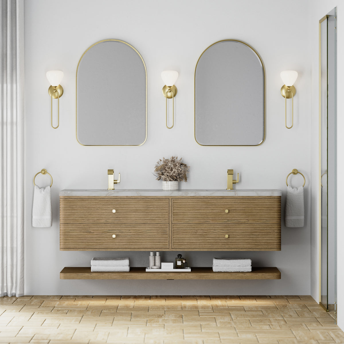 James Martin Vanities Allamari 72" Dune Mist Double Vanity With Single Hole 3 CM Victorian Silver Silestone Top
