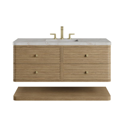 James Martin Vanities Allamari 48" Dune Mist Single Vanity With 3 CM Victorian Silver Silestone Top