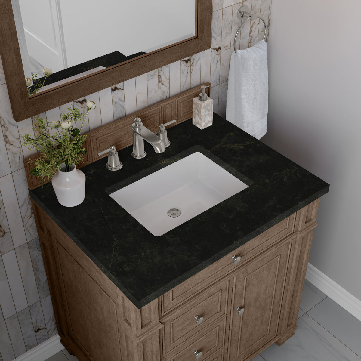 James Martin Vanities Bristol 30" Whitewashed Walnut Single Vanity With 3 CM Phantome Eclos Top