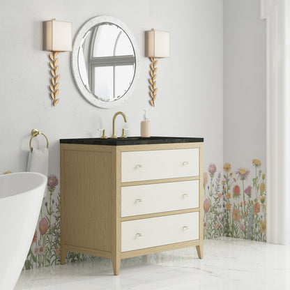 James Martin Vanities Celeste 36" Sunwashed Oak with Embossed Shagreen Single Vanity With 3 CM Phantome Eclos Top