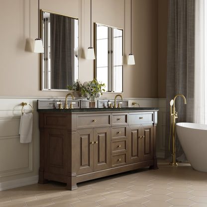 James Martin Vanities Brookfield 72" Pecan Double Vanity With 3 CM Phantome Eclos Top