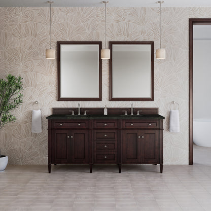 James Martin Vanities Brittany 72" Burnished Mahogany Double Vanity With 3 CM Phantome Eclos Top