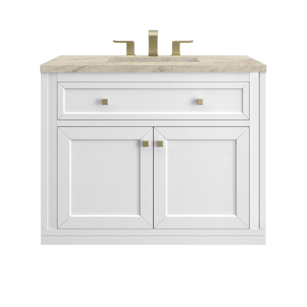 James Martin Vanities Chicago 36" Glossy White Single Vanity With 3 CM Tajnar Eclos Top