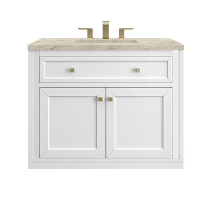James Martin Vanities Chicago 36" Glossy White Single Vanity With 3 CM Tajnar Eclos Top