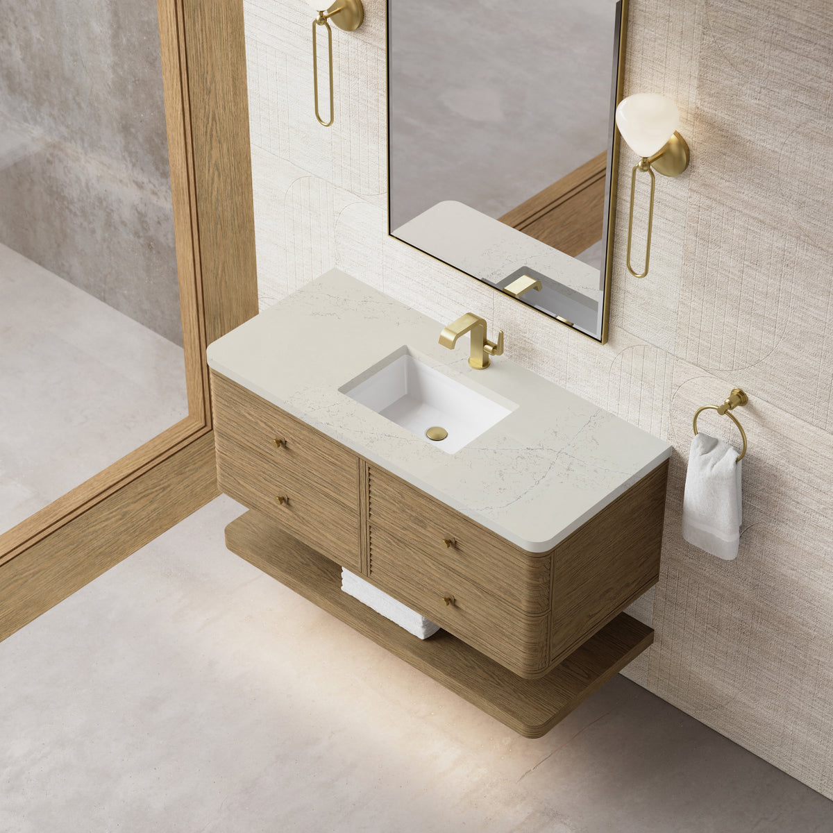 James Martin Vanities Allamari 48" Dune Mist Single Vanity With 3 CM Siberian Silestone Top