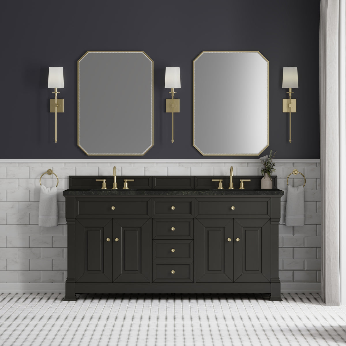 James Martin Vanities Brookfield 72" Black Onyx Double Vanity With 3 CM Phantome Eclos Top