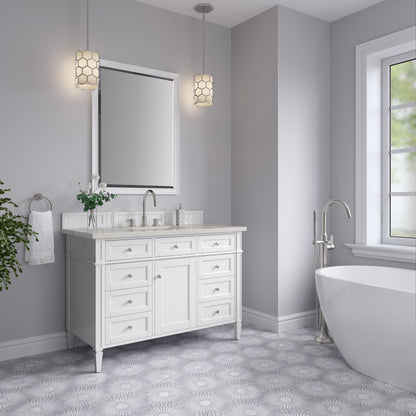 James Martin Vanities Brittany 48" Bright White Single Vanity With 3 CM Siberian Silestone Top