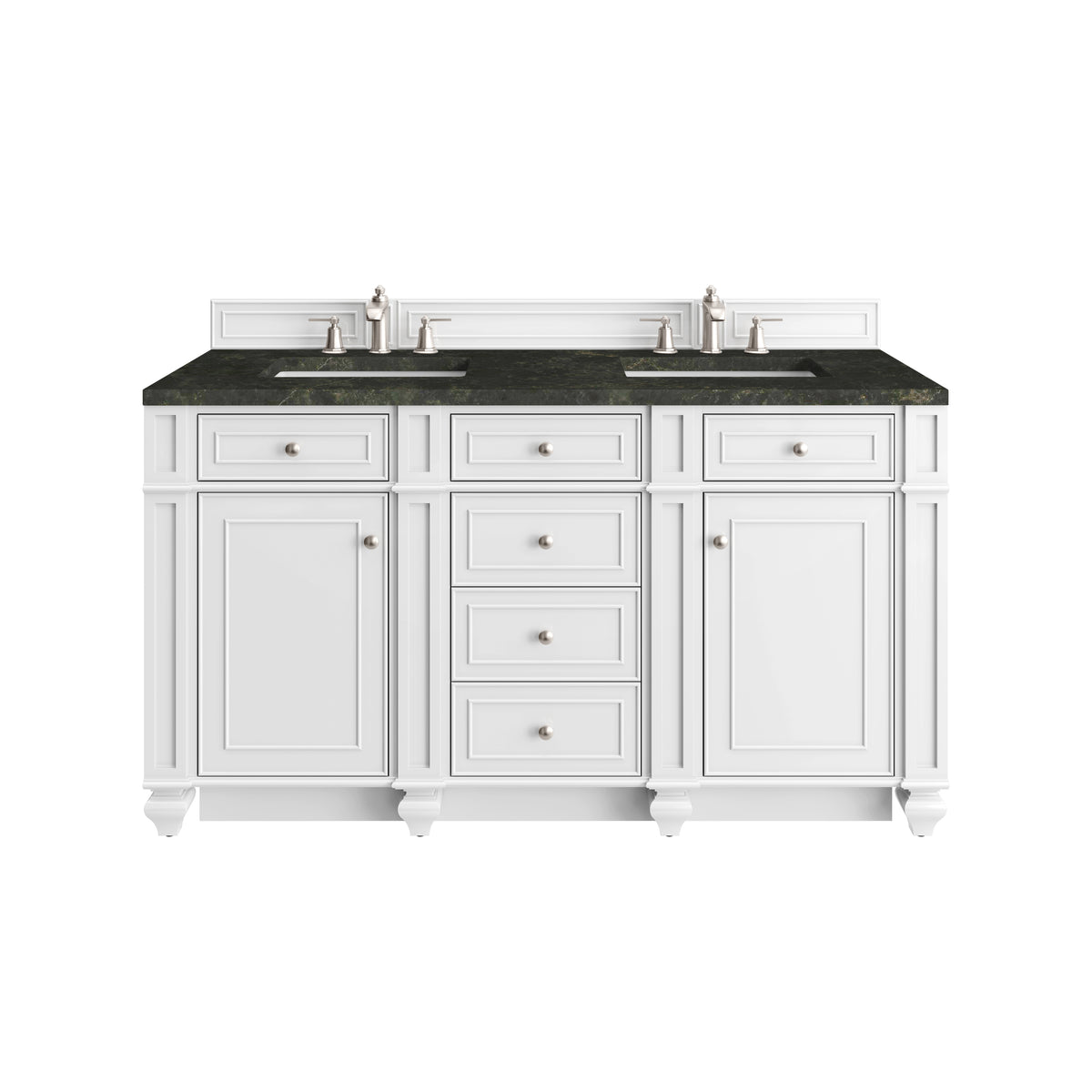 James Martin Vanities Bristol 60" Bright White Double Vanity With 3 CM Phantome Eclos Top