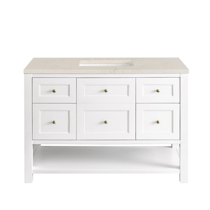 James Martin Vanities Breckenridge 48" Bright White Single Vanity With 3cm Siberian Silestone Top