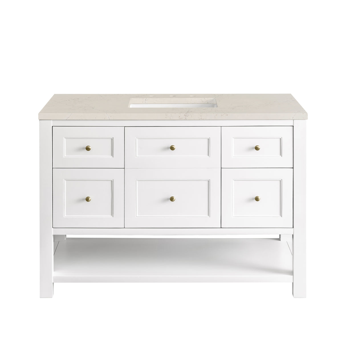 James Martin Vanities Breckenridge 48" Bright White Single Vanity With 3cm Siberian Silestone Top and FreePower Wireless Charger