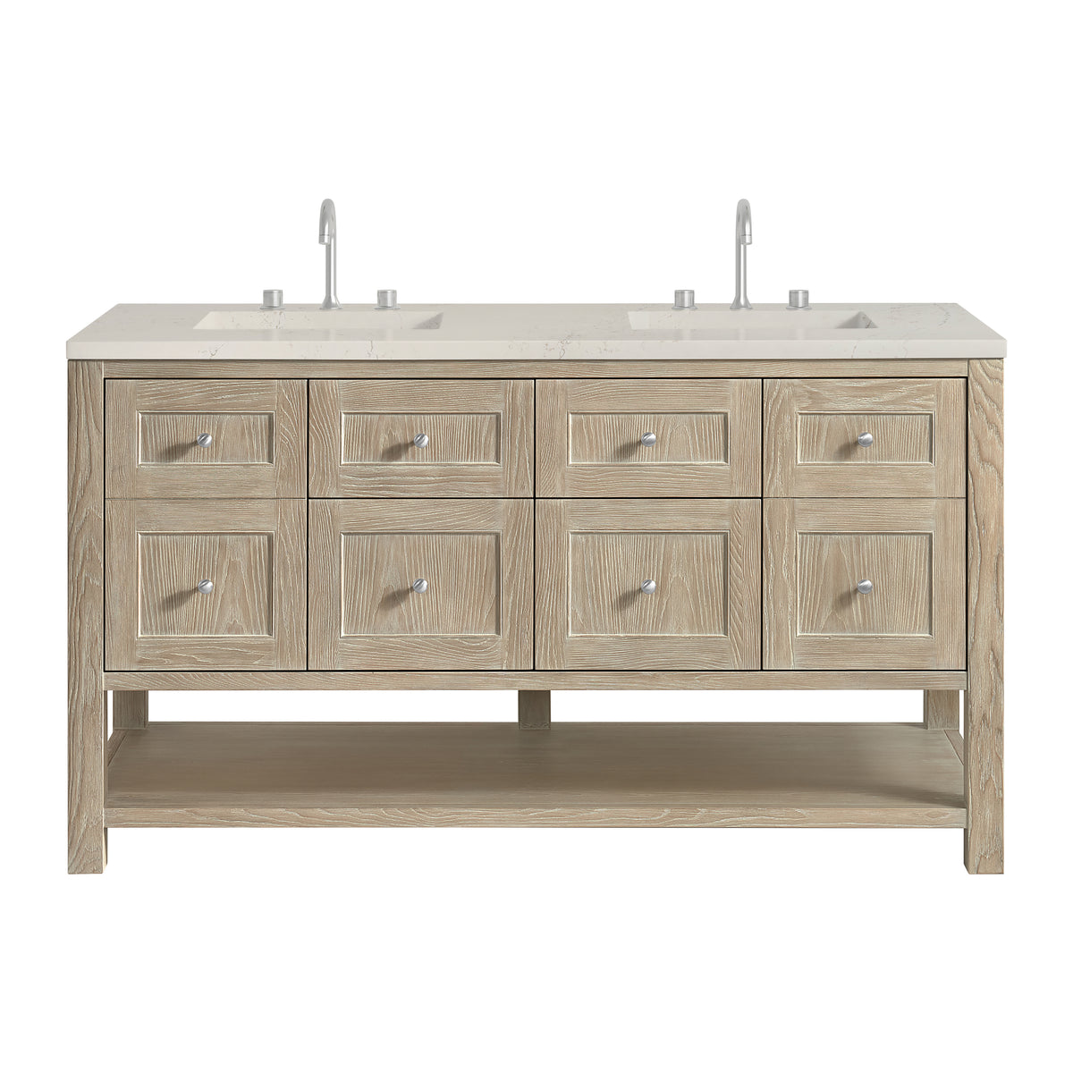 James Martin Vanities Breckenridge 60" Whitewashed Oak Double Vanity With 3cm Tajnar Eclos Top