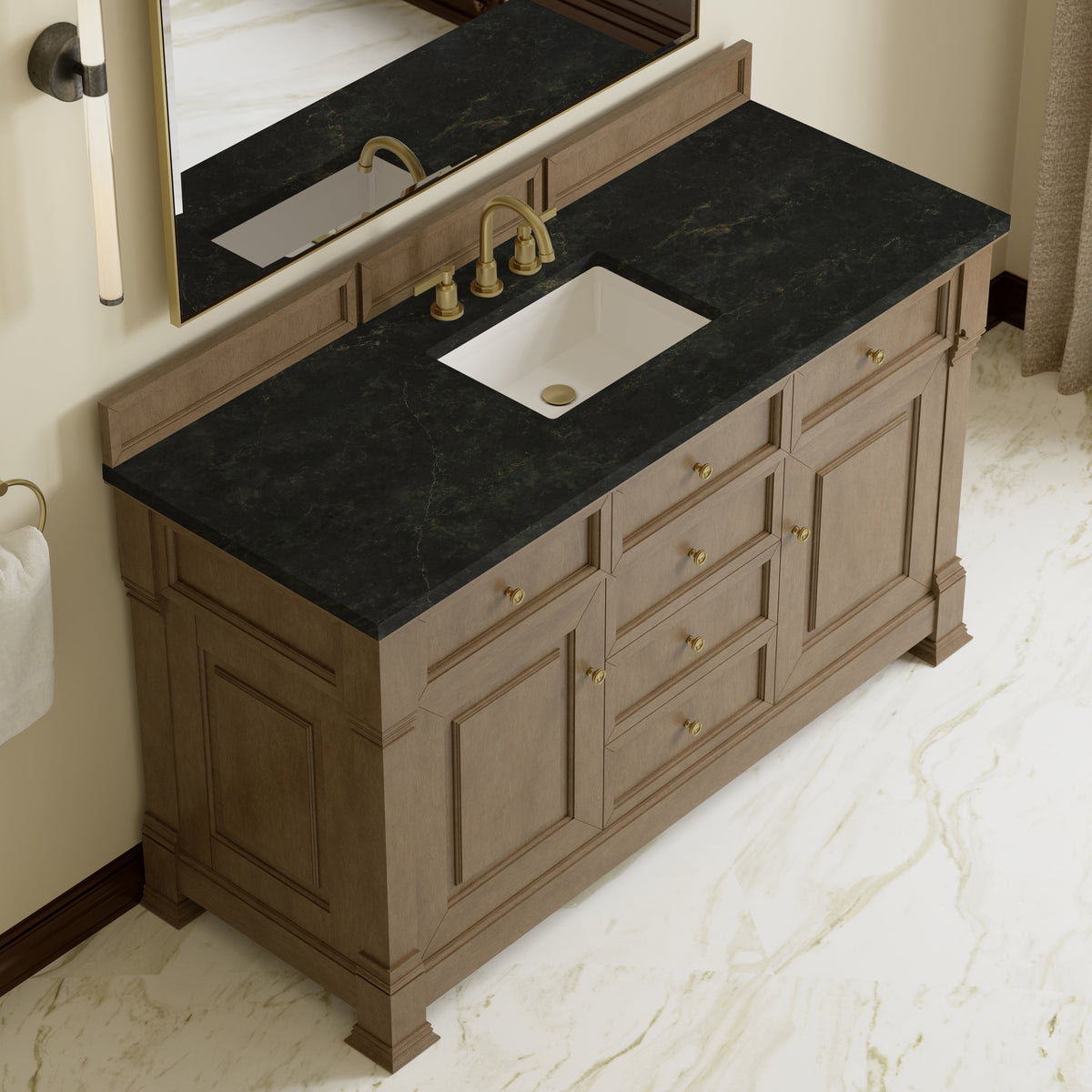 James Martin Vanities Brookfield 60" Pecan Single Vanity With 3 CM Phantome Eclos Top