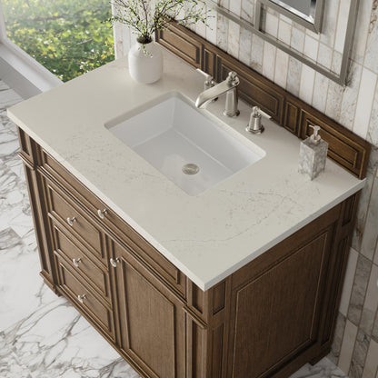 James Martin Vanities Bristol 36" Saddle Brown Single Vanity With 3 CM Siberian Silestone Top
