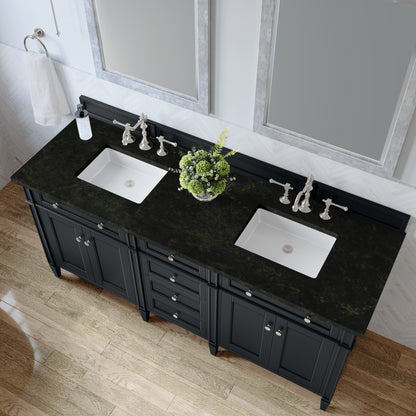 James Martin Vanities Brittany 72" Black Onyx Double Vanity With 3 CM Phantome Eclos Top