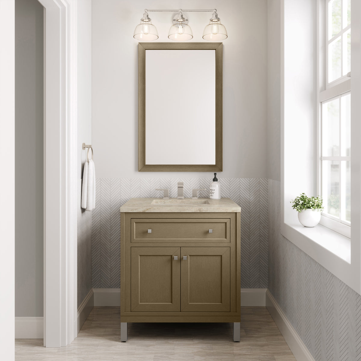 James Martin Vanities Chicago 30" Walnut Whisper Single Vanity With 3 CM Tajnar Eclos Top